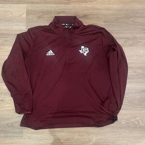 adidas Maroon Quarter-Zip Athletic Pullover with Logo